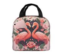 SJOAOAA Pink Flamingo Sweet Love - Borsa termica per il pranzo, riutilizzabile, a prova di perdite, con motivo fenicottero