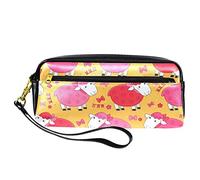SJOAOAA Pink Girl Alpaca Papillon Giallo PU Pelle Astuccio Astuccio ad Alta Capacità per Ufficio Scrittura Caso, Come mostrato, Taglia unica, Organizer per borse