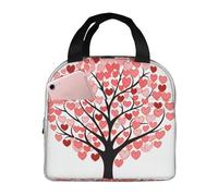 SJOAOAA Pink Love Tree - Borsa termica per il pranzo, riutilizzabile, a prova di perdite, con sistema di raffreddamento