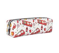 SJOAOAA Pompiere camion dei pompieri stampa astuccio portapenne portapenne in pelle astuccio organizer con cerniera cosmetici borsa portaoggetti per trucco, bianco, Taglia unica, Astuccio in pelle