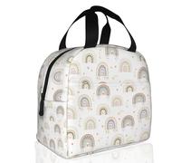 SJOAOAA Rainbow con cuori e stelle isolato Lunch Box riutilizzabile a prova di perdite Cooler Cooler Tote Bag