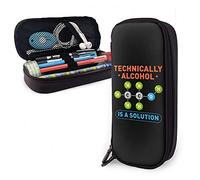 SJOAOAA Technically Alcohol is a Solution Funny Sayings Astuccio in pelle di grande capacità per penne e matite organizer per cancelleria con, Come mostrato, Taglia unica, Organizer per borse