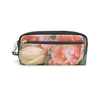 SJOAOAA Tulipani con gocce astuccio per ragazze e ragazzi in pelle PU portapenne astuccio portatile portapenne scatola trucco borsa cancelleria scrivania organizer per scuola ufficio, Come mostrato,