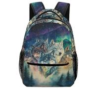 SJOAOAA Zainetto unisex con lupo alla moda, con porta appunti e astuccio per la scuola, per libri, computer portatile, zaino, Stile 9., Taglia unica
