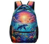 SJOAOAA Zaino leggero ergonomico a tema delfino artistico con cinghie per alleviare la pressione, zaini, zaini, zaini, zaini, borsa per scuola, viaggi, borse per computer portatile, stile 3543, Stile