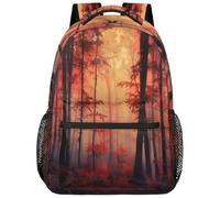 SJOAOAA Zaino leggero per università, zaino per libri, scuola, viaggi, borse per computer portatile, stile 2882, Nebbia al tramonto rosso, One Size, Zaino daypack