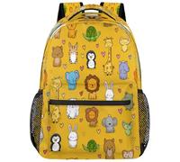 SJOAOAA Zaino leggero per università, zaino per libri, scuola, viaggi, borse per computer portatile, stile 3171, Motivo giallo con simpatici animali, One Size, Zaino daypack