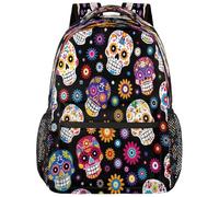 SJOAOAA Zaino leggero per università, zaino per libri, scuola, viaggi, borse per computer portatile, stile 2981, Teschio di zucchero messicano, One Size, Zaino daypack