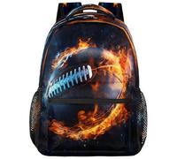 SJOAOAA Zaino leggero per università, zaino per libri, scuola, viaggi, borse per computer portatile, stile 2387, Pallone da calcio Fire, One Size, Zaino daypack
