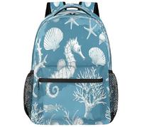 SJOAOAA Zaino leggero per università, zaino per libri, scuola, viaggi, borse per computer portatile, stile 2937, Cavalluccio marino blu, One Size, Zaino daypack