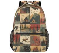 SJOAOAA Zaino leggero per università, zaino per libri, scuola, viaggi, borse per computer portatile, stile 3058, Agriturismo Deer Bear, One Size, Zaino daypack