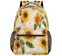 SJOAOAA Zaino leggero per università, zaino per libri, scuola, viaggi, borse per computer portatili, Style-2530, Manoscritto Girasoli Vintage, One Size, Zaino daypack