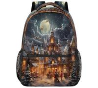 SJOAOAA Zaino leggero zainetto Daypack Bookbag borsa da viaggio borse per computer portatile Style-3138, Notte di alce al chiaro di, One Size, Zaino daypack