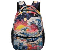 SJOAOAA Zaino unisex alla moda con luci del nord e bellissimo paesaggio, motivi carini e pratici tasche, per scuola, libri, computer portatile, zaino