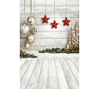 Sjoloon 1,5 x 2,1 m palle di Natale bianco legno piano fondale fotografico tessuto foto sfondo personalizzato studio sfondo JLT10383