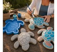 SJPMHYQ Stampo in Cemento Riutilizzabile for Pietra miliare a Tema Oceano | Stampo for percorsi fai-da-te for giardino, patio o passerella: crea pietre miliari a tema costiero(Sea Turtle)