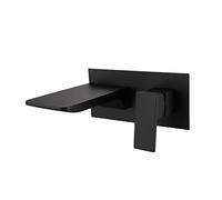 SJQKA Rubinetti Cascata Parete Rubinetto Vasca da Bagno Miscelatore Lavabo a Muro In Ottone (Nero)