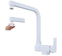 SJQKA Rubinetto Sottofinestra Bianco,Miscelatore Cucina Abbattibile Davanti Alla Finestra, Miscelatore Da Cucina Pieghevole, Rubinetti Cucina Girevole A 360°