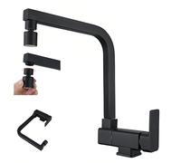 SJQKA Rubinetto Sottofinestra,Miscelatore Cucina Abbattibile Davanti Alla Finestra, Miscelatore Da Cucina Pieghevole, Rubinetti Cucina Girevole A 360° Pieghevole A 90° Ugello Girevole (nero)