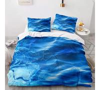 SJSXWQN Copripiumino Matrimoniale 240x220 cm Aldulto Superficie Dell'Oceano Blu Set di Biancheria da Letto con Cerniera Nascosta Set Copripiumini in Microfibra Morbido Traspirante e 2 Federe 50x80 cm