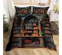 SJSXWQN Copripiumino Matrimoniale 250x200 cm Aldulto Biblioteca Set di Biancheria da Letto con Cerniera Nascosta Set Copripiumini in Microfibra Morbido Traspirante e 2 Federe 50x80 cm