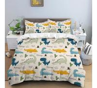 SJSXWQN Copripiumino Matrimoniale 250x200 cm Aldulto Dinosauro Set di Biancheria da Letto con Cerniera Nascosta Set Copripiumini in Microfibra Morbido Traspirante e 2 Federe 50x80 cm