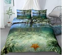 SJSXWQN Copripiumino Matrimoniale 260x220 cm Aldulto Lasino Marino Set di Biancheria da Letto con Cerniera Nascosta Set Copripiumini in Microfibra Morbido Traspirante e 2 Federe 50x80 cm