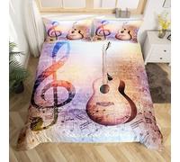 SJSXWQN Copripiumino Matrimoniale 260x220 cm Aldulto Musica Di Chitarra Set di Biancheria da Letto con Cerniera Nascosta Set Copripiumini in Microfibra Morbido Traspirante e 2 Federe 50x80 cm