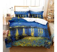 SJSXWQN Copripiumino Matrimoniale 260x220 cm Aldulto Paesaggio Della Città Blu Set di Biancheria da Letto con Cerniera Nascosta Set Copripiumini in Microfibra Morbido Traspirante e 2 Federe 50x80 cm