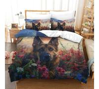 SJSXWQN Copripiumino Singolo Bambino 135x200 cm Cane Pastore Tedesco Set di Biancheria da Letto con Cerniera Nascosta Set Copripiumini in Microfibra Morbido Traspirante e 2 Federe 50x80 cm