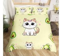 SJSXWQN Copripiumino Singolo Bambino 135x200 cm Gatto Giallo Set di Biancheria da Letto con Cerniera Nascosta Set Copripiumini in Microfibra Morbido Traspirante e 2 Federe 50x80 cm