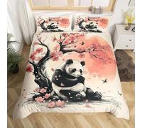 SJSXWQN Copripiumino Singolo Bambino 135x200 cm Panda Carino Set di Biancheria da Letto con Cerniera Nascosta Set Copripiumini in Microfibra Morbido Traspirante e 2 Federe 50x80 cm
