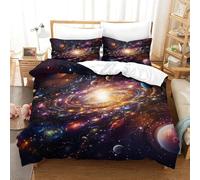 SJSXWQN Copripiumino Singolo Bambino 135x200 cm Via Lattea Set di Biancheria da Letto con Cerniera Nascosta Set Copripiumini in Microfibra Morbido Traspirante e 2 Federe 50x80 cm