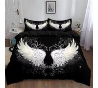 SJSXWQN Copripiumino una Piazza e Mezza 200x200 cm Ali D'Angelo Bianche Set di Biancheria da Letto con Cerniera Nascosta Set Copripiumini in Microfibra Morbido Traspirante e 2 Federe 50x80 cm