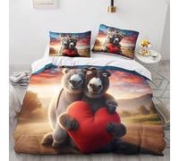 SJSXWQN Copripiumino una Piazza e Mezza 200x200 cm Asino Grigio Set di Biancheria da Letto con Cerniera Nascosta Set Copripiumini in Microfibra Morbido Traspirante e 2 Federe 50x80 cm