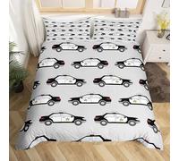 SJSXWQN Copripiumino una Piazza e Mezza 200x200 cm Auto Della Polizia Grigia Set di Biancheria da Letto con Cerniera Nascosta Set Copripiumini in Microfibra Morbido Traspirante e 2 Federe 50x80 cm