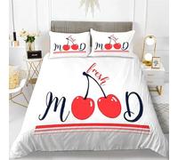 SJSXWQN Copripiumino una Piazza e Mezza 200x200 cm Ciliegia Rossa Set di Biancheria da Letto con Cerniera Nascosta Set Copripiumini in Microfibra Morbido Traspirante e 2 Federe 50x80 cm