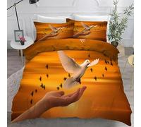 SJSXWQN Copripiumino una Piazza e Mezza 200x200 cm Colomba Bianca Pace Set di Biancheria da Letto con Cerniera Nascosta Set Copripiumini in Microfibra Morbido Traspirante e 2 Federe 50x80 cm