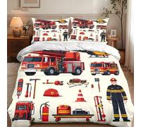 SJSXWQN Copripiumino una Piazza e Mezza 200x200 cm Pompiere Set di Biancheria da Letto con Cerniera Nascosta Set Copripiumini in Microfibra Morbido Traspirante e 2 Federe 50x80 cm