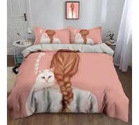 SJSXWQN Copripiumino una Piazza e Mezza 200x200 cm Ragazza Carina Set di Biancheria da Letto con Cerniera Nascosta Set Copripiumini in Microfibra Morbido Traspirante e 2 Federe 50x80 cm