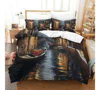 SJSXWQN Copripiumino una Piazza e Mezza 200x200 cm Venezia Set di Biancheria da Letto con Cerniera Nascosta Set Copripiumini in Microfibra Morbido Traspirante e 2 Federe 50x80 cm