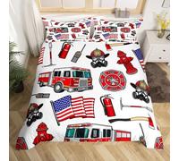 SJSXWQN Copripiumino una Piazza e Mezza 200x200 cm Vigile Del Fuoco Set di Biancheria da Letto con Cerniera Nascosta Set Copripiumini in Microfibra Morbido Traspirante e 2 Federe 50x80 cm