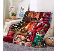 SJSXWQN Plaid in Pile Babbo Natale Rosso Coperta Matrimoniale Fluffy di Alta Qualità, Coperta Flanella in Microfibra Morbida Leggera, Coperta per Letto, Divano - 230x270 cm