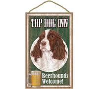 SJT Springer Spaniel, Top Dog Inn, placca in legno, 25,4 x 40,6 cm