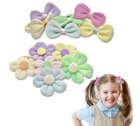 SJUIEO Confezione da 12 fasce per capelli per bambini, morbide ed elastiche, antiscivolo, per ragazze, graziose decorazioni floreali, per capelli a coda di cavallo