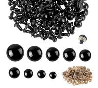SJUNJIE 180 Occhi Di Sicurezza (90 Occhi Per Bambole + 90 Rondelle) 10-30mm | Occhi In Plastica Nera Per La Costruzione Di Bambole Fai Da Te L'Artigianato