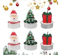 SJUNJIE 6 Pezzi Mini Candele Natalizie Testa di Vecchio Candele Tealight Natalizie Albero di Natale Candele di Natale Confezione Regalo Adatto per Decorazione Della Tavola di Natale
