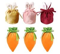 SJUNJIE Sacchetti Pasquali 6 Pezzi Sacchetti Coniglio Pasqua Sacchetto Pasquale di Carote Sacchetti Porta Ovetti Pasqua per Caramelle Bustine Regalo Festa Bambini Regali Pasqua