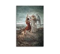 SJWINER Gustave Dore - Poster di Jacob che lotta con l'angelo famoso, design estetico, dipinto per soggiorno e camera da letto, 20 x 30 cm, senza cornice, stile