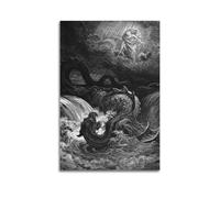 SJWINER Poster artistico su tela "La distruzione del leviatano" di Gustave Dore, design estetico, dipinto per soggiorno e camera da letto, 30 x 45 cm, senza cornice
